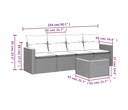 Sodo Komplektas Su Pagalvėlėmis, 5 Dalių, Juodas, Poliratanas