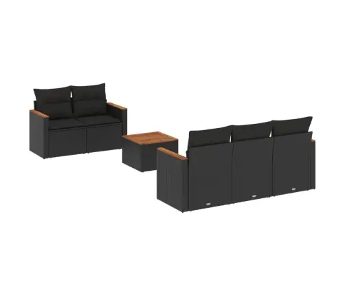 Sofos Komplektas Su Pagalvėlėmis, 6 Dalių, Juodas, Poliratanas