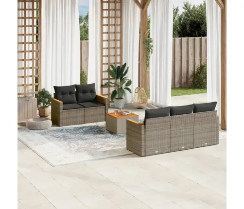 Sofos Komplektas Su Pagalvėlėmis, 6 Dalių, Pilkas, Poliratanas