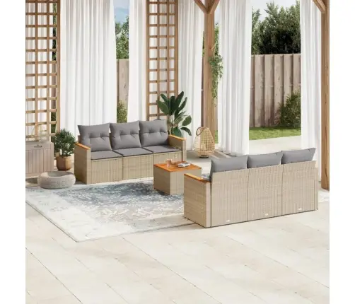 Sofos Komplektas Su Pagalvėlėmis, 7 Dalių, Smėlio, Poliratanas