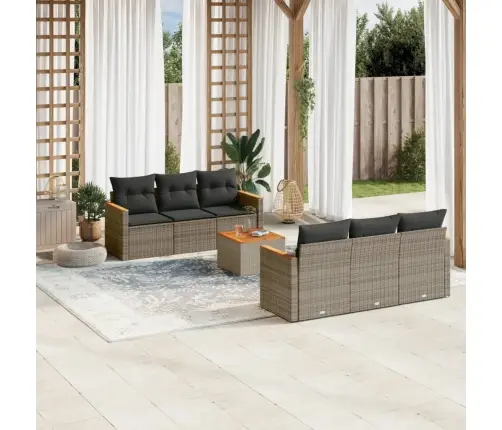 7-Daļīgs Dārza Dīvāna Komplekts, Matrači, Pelēka Pe Rotangpalma Vidaxl