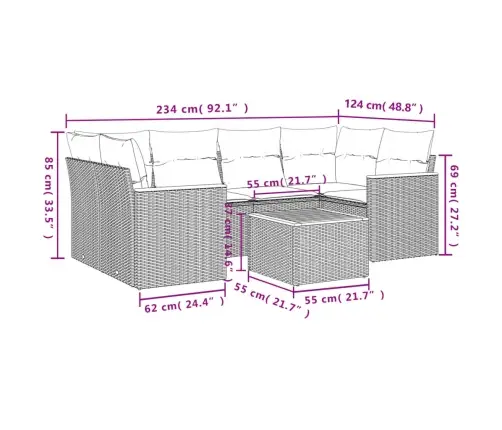 7-Daļīgs Dārza Dīvāna Komplekts Ar Matračiem,Pe Rotangpalma Vidaxl