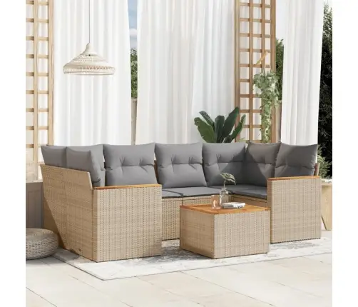 7-Daļīgs Dārza Dīvāna Komplekts Ar Matračiem,Pe Rotangpalma Vidaxl