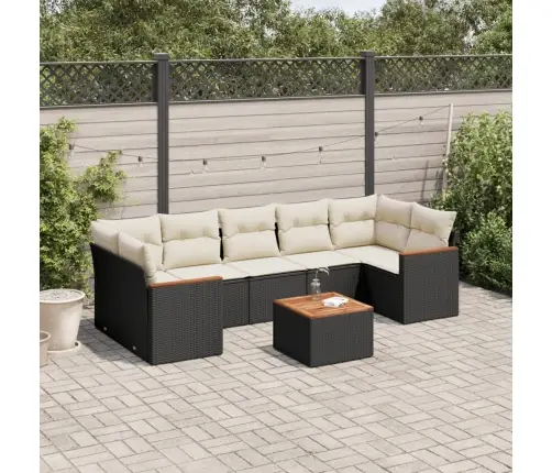 8-Daļīgs Dārza Dīvāna Komplekts, Matrači, Melna Pe Rotangpalma Vidaxl