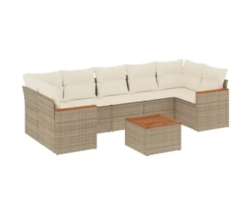 Sofos Komplektas Su Pagalvėlėmis, 8 Dalių, Smėlio, Poliratanas