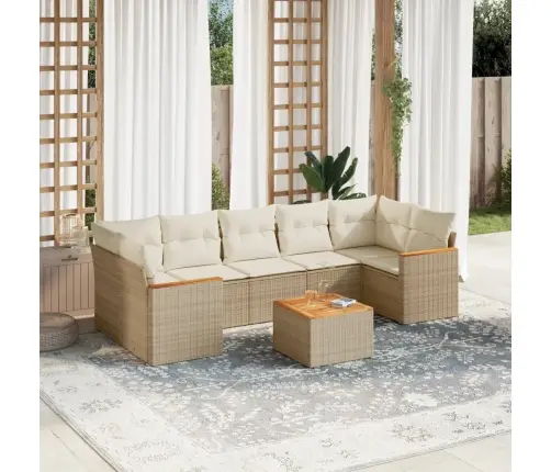 Sofos Komplektas Su Pagalvėlėmis, 8 Dalių, Smėlio, Poliratanas