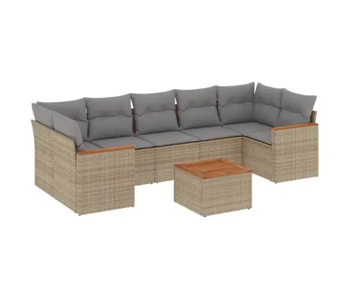 8-Daļīgs Dārza Dīvāna Komplekts, Matrači, Bēša Pe Rotangpalma Vidaxl