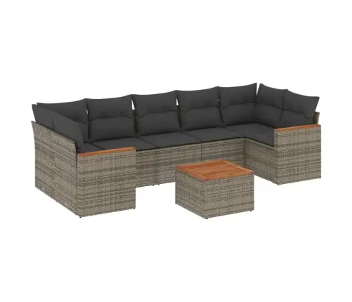 Sodo Komplektas Su Pagalvėlėmis, 8 Dalių, Pilkas, Poliratanas