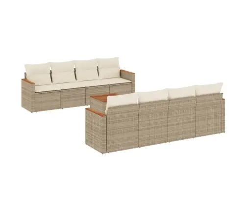 Sodo Komplektas Su Pagalvėlėmis, 9 Dalių, Smėlio, Poliratanas