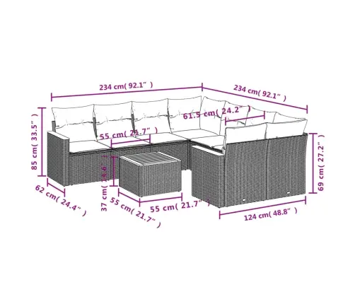 9-Daļīgs Dārza Dīvāna Komplekts, Matrači, Melna Pe Rotangpalma Vidaxl