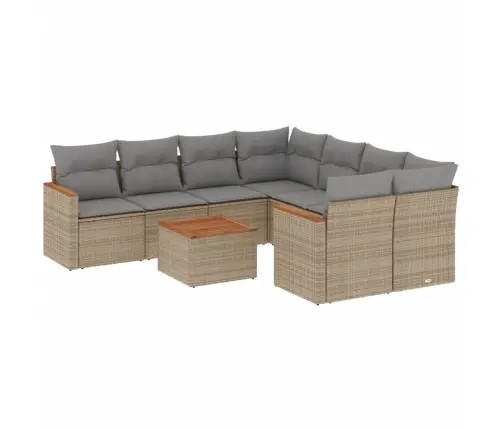 Sofos Komplektas Su Pagalvėlėmis, 9 Dalių, Smėlio, Poliratanas