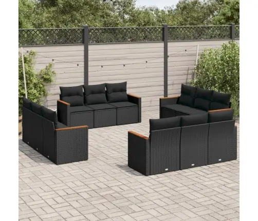 12-Osaline Aiadiivani Komplekt Patjadega, Must, Polürotang