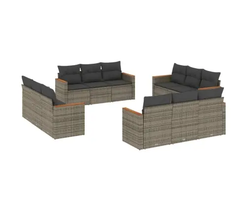 Sodo Komplektas Su Pagalvėlėmis, 12 Dalių, Pilkas, Poliratanas