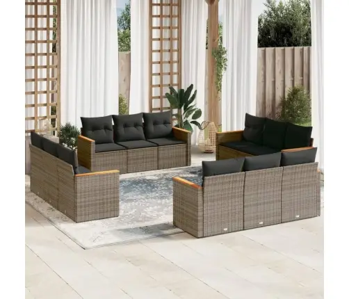 Sodo Komplektas Su Pagalvėlėmis, 12 Dalių, Pilkas, Poliratanas