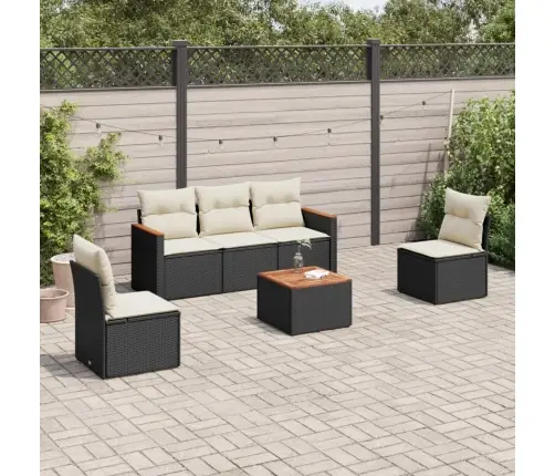 6-Daļīgs Dārza Dīvāna Komplekts, Matrači, Melna Pe Rotanpalma Vidaxl