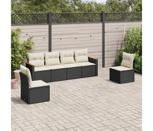 6-Daļīgs Dārza Dīvāna Komplekts, Matrači, Melna Pe Rotanpalma Vidaxl