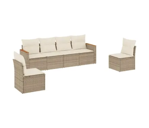 Sofos Komplektas Su Pagalvėlėmis, 6 Dalių, Smėlio, Poliratanas