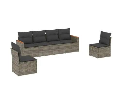 6-Daļīgs Dārza Dīvāna Komplekts Ar Matračiem, Pelēks Pe Pinums Vidaxl