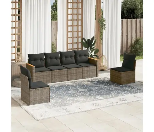 6-Daļīgs Dārza Dīvāna Komplekts Ar Matračiem, Pelēks Pe Pinums Vidaxl