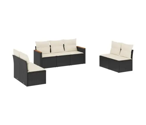 7-Daļīgs Dārza Dīvāna Komplekts Ar Matračiem, Melna Pe Vidaxl