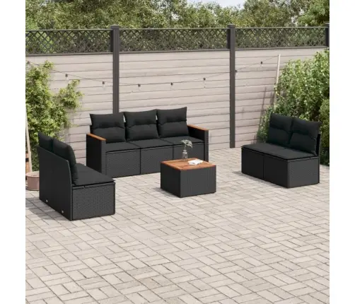 8-Daļīgs Dārza Dīvāna Komplekts, Matrači, Melna Pe Rotangpalma Vidaxl