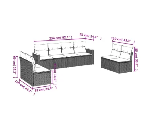 8-Daļīgs Dārza Dīvāna Komplekts, Matrači, Melna Pe Rotangpalma Vidaxl