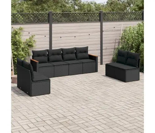 8-Daļīgs Dārza Dīvāna Komplekts, Matrači, Melna Pe Rotangpalma Vidaxl