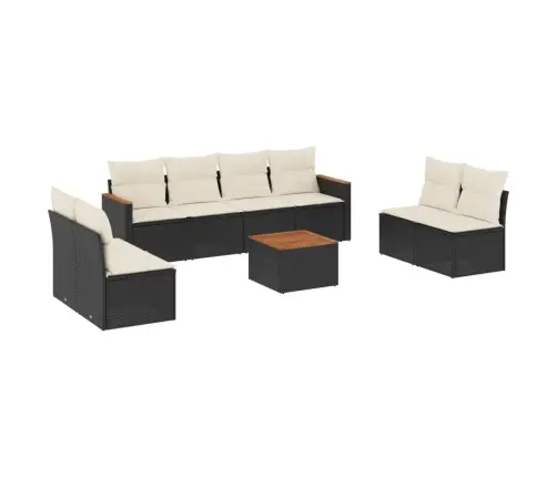 9-Daļīgs Dārza Dīvāna Komplekts, Matrači, Melna Pe Rotangpalma Vidaxl