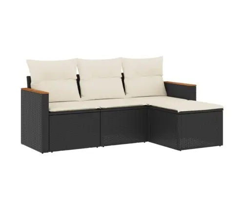 Sodo Komplektas Su Pagalvėlėmis, 4 Dalių, Juodas, Poliratanas