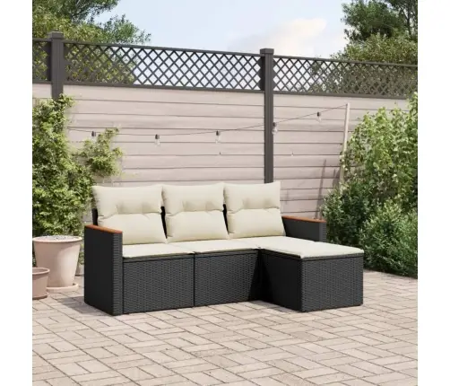 Sodo Komplektas Su Pagalvėlėmis, 4 Dalių, Juodas, Poliratanas