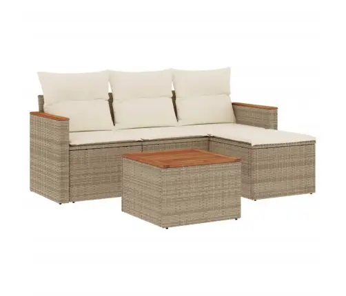 5-Daļīgs Dārza Dīvāna Komplekts, Matrači, Bēša Pe Rotangpalma Vidaxl