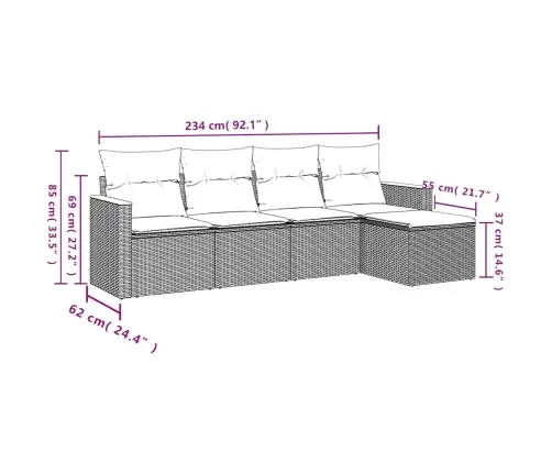 5-Osaline Aiadiivani Komplekt Patjadega, Beež, Polürotang