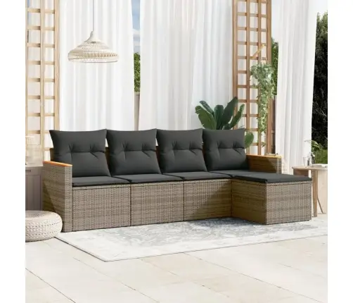 5-Daļīgs Dārza Dīvāna Komplekts Ar Matračiem, Pelēks Pe Pinums Vidaxl