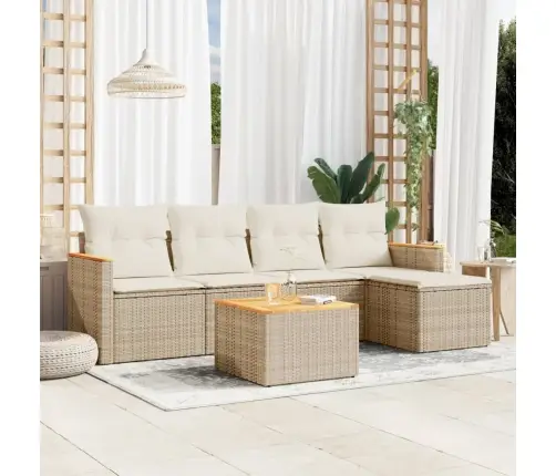 6-Daļīgs Dārza Dīvāna Komplekts, Matrači, Bēša Pe Rotangpalma Vidaxl