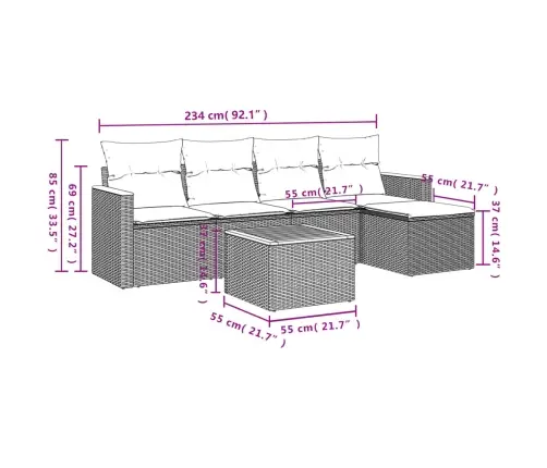 6-Osaline Aiadiivani Komplekt Patjadega, Hall, Polürotang