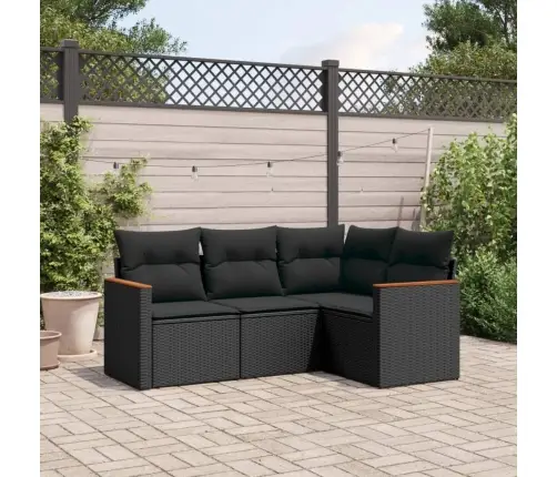 4-Osaline Aiadiivani Komplekt Patjadega, Must, Polürotang