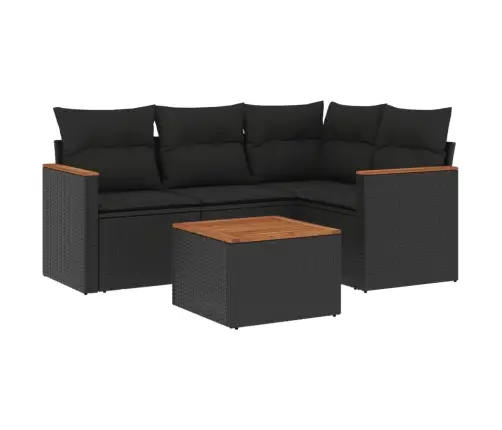 Sodo Komplektas Su Pagalvėlėmis, 5 Dalių, Juodas, Poliratanas