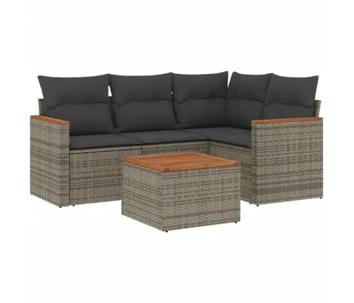 Sofos Komplektas Su Pagalvėlėmis, 5 Dalių, Pilkas, Poliratanas