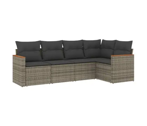 5-Daļīgs Dārza Dīvāna Komplekts Ar Matračiem, Pelēks Pe Pinums Vidaxl