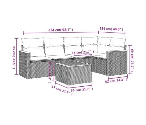Sofos Komplektas Su Pagalvėlėmis, 6 Dalių, Smėlio, Poliratanas