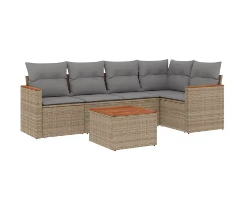 Sofos Komplektas Su Pagalvėlėmis, 6 Dalių, Smėlio, Poliratanas