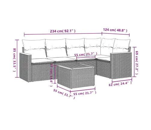 6-Osaline Aiadiivani Komplekt Patjadega, Hall, Polürotang