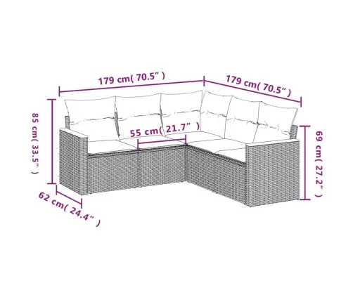 5-Osaline Aiadiivanikomplekt Patjadega, Must, Polürotang