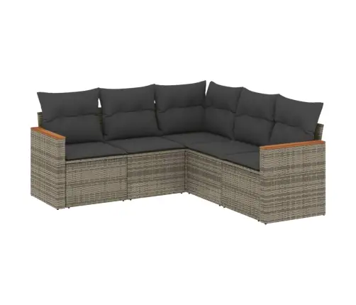 Sofos Komplektas Su Pagalvėlėmis, 5 Dalių, Pilkas, Poliratanas