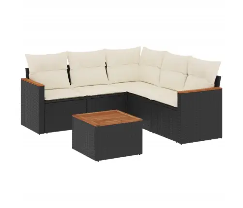 Sofos Komplektas Su Pagalvėlėmis, 6 Dalių, Juodas, Poliratanas