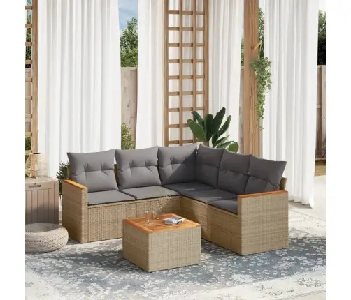 6-Daļīgs Dārza Dīvāna Komplekts, Matrači, Bēša Pe Rotangpalma Vidaxl