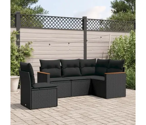 5-Daļīgs Dārza Dīvāna Komplekts Ar Matračiem, Pe Rotangpalma Vidaxl