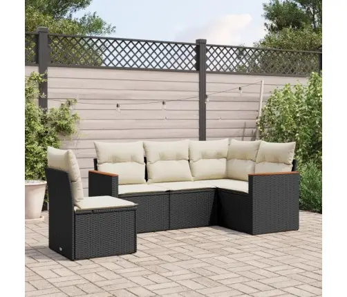 5-Daļīgs Dārza Dīvāna Komplekts Ar Matračiem, Pe Rotangpalma Vidaxl