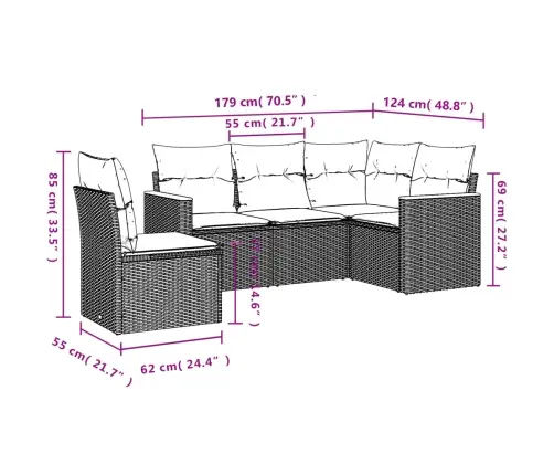 5-Osaline Aiadiivani Komplekt Patjadega, Beež, Polürotang