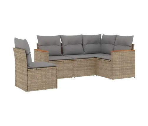 5-Daļīgs Dārza Dīvāna Komplekts, Matrači, Bēša Pe Rotangpalma Vidaxl